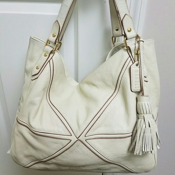 Steven Steve Madden Cream Leather Large Tote Bag - Picture 1 of 8